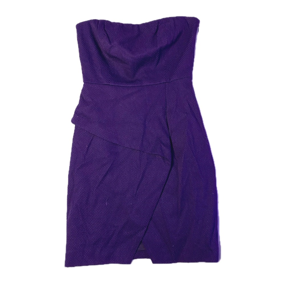 Trina Turk Strapless Dress Women 6 Purple Textured Tulip Hem Cocktail